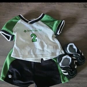 American Girl White and Green Doll Soccer Set